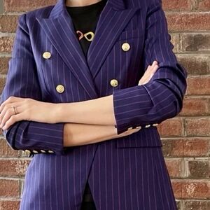 Generation Love Ruby and Navy Pin-Striped Blazer